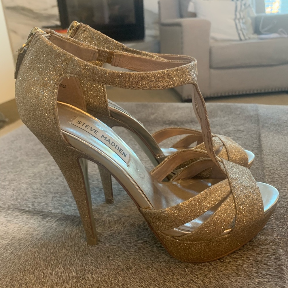 Steve Madden Gold Glitter Heels